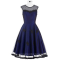 Belle Poque Stock Ärmelloser Rundhals N / T Taft Dunkelblau Vintage Retro 50s 60er Kleid BP000112-4